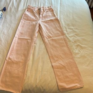 H&M Straight High Waist Jeans in light pink